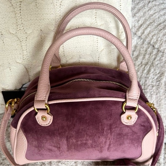 BEAUTIFUL UK EXCLUSIVE JUICY COUTURE BORDEAUX AND PINK TWIG SCOTTIE BOWLER BAG - Picture 2 of 5